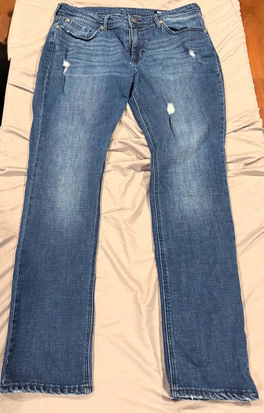 SEVEN7 Men's Slim Straight Distressed Blue Denim Jeans Size 38x34